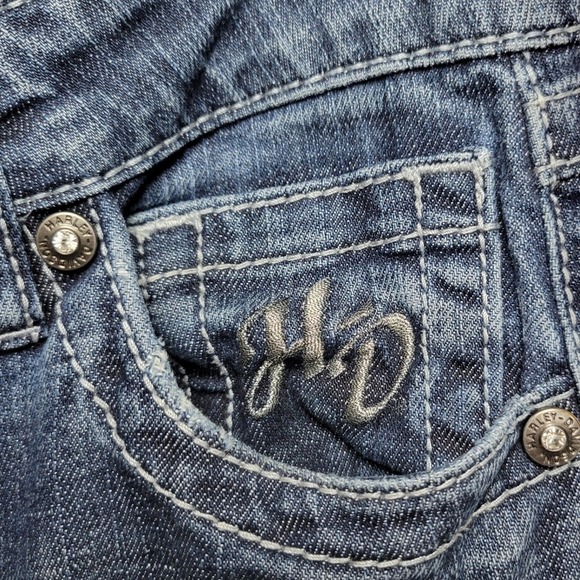 Harley Davidson Angel Wing Embellished Bootcut Jeans Size 10 Medium Wash Y2K - Picture 6 of 15
